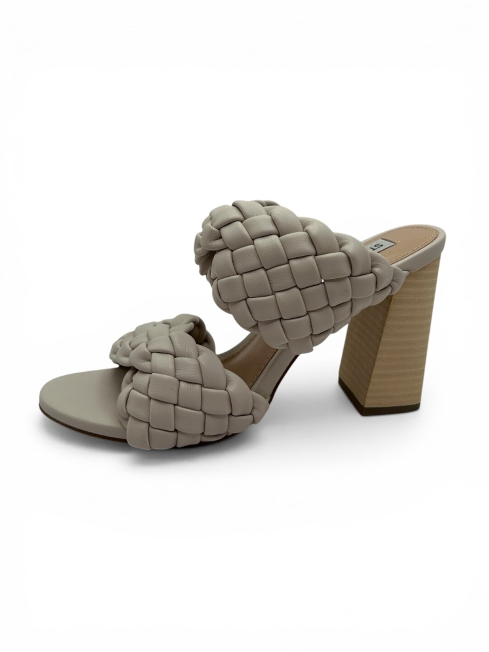 Steve Madden Braided Two-Band Block Heel Sandal Light Beige 7.5